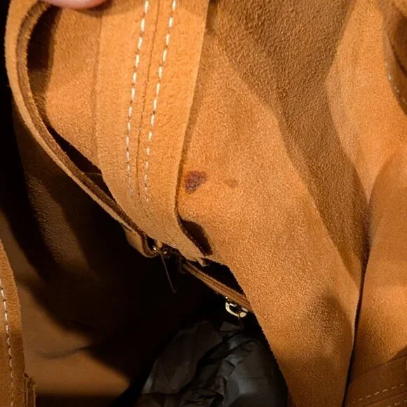 Claudia Firenze Genuine Italian Suede Orange Leather Tote Bag NWT - Picture 12 of 12